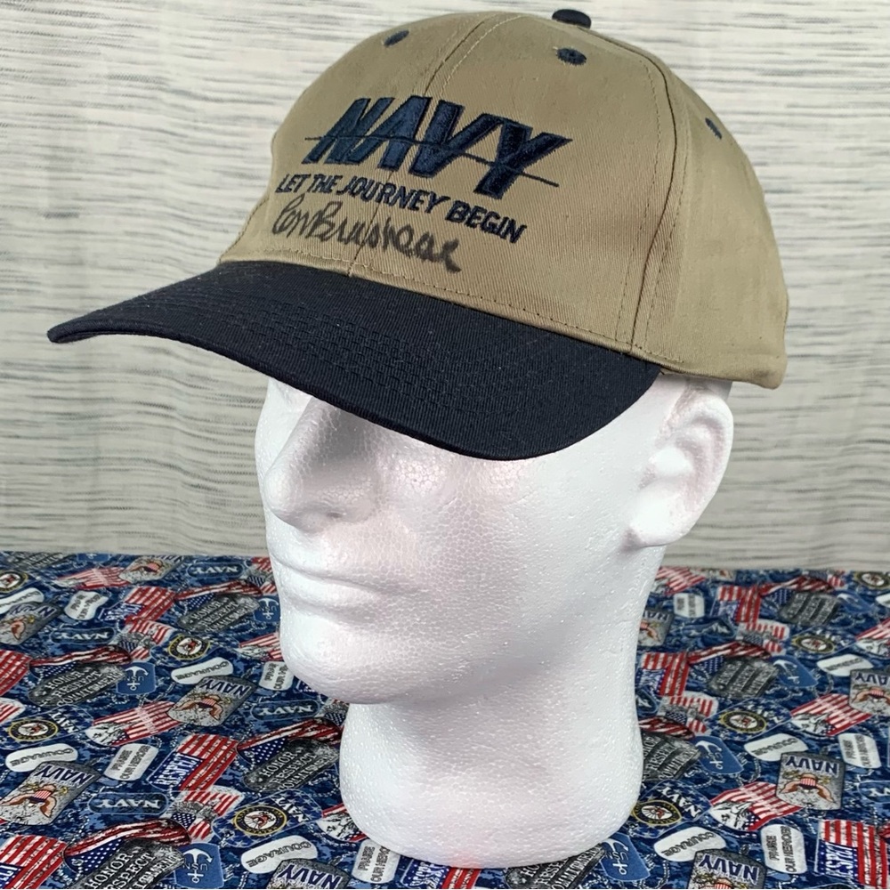 Carl Brashesr autographed Navy ball cap.
